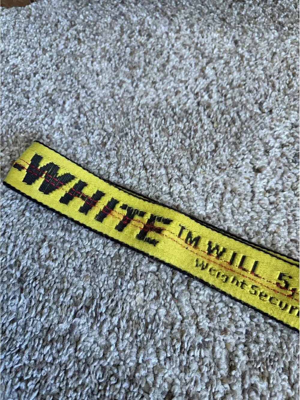 Off-White industrial yellow web logo belt